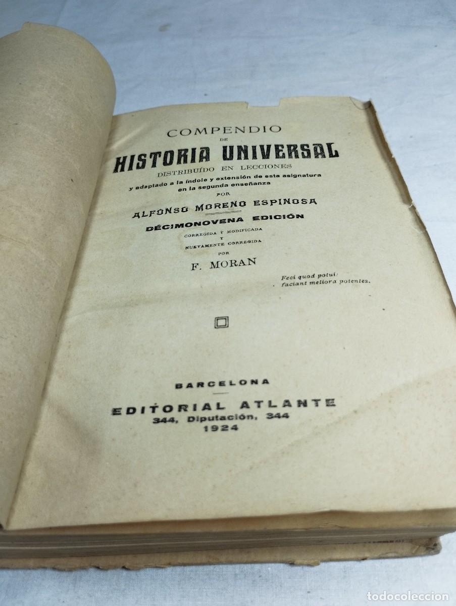 Libros antiguos: Compendio de historia universal. Moreno Espinosa, 1924 - Foto 2