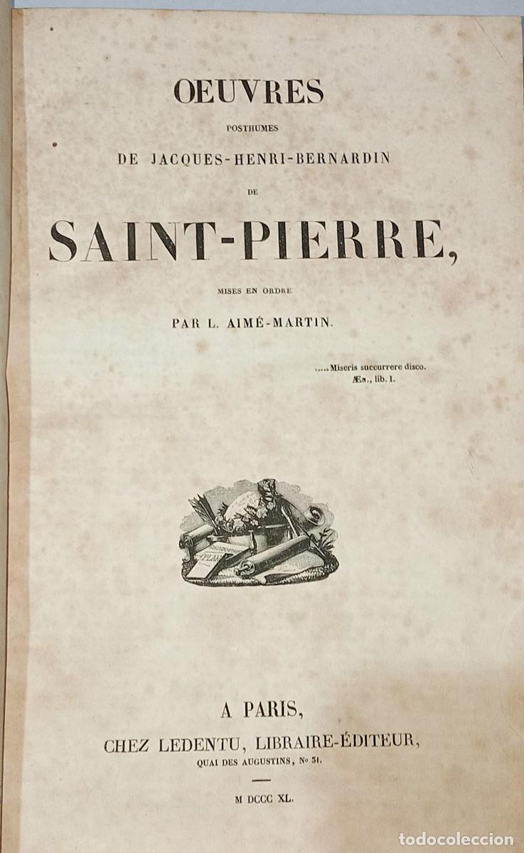 Libros antiguos: OEUVRES DE JACQUES-HENRI-BERNARDIN DE SAINT-PIERRE. 2 TOMOS - Foto 2