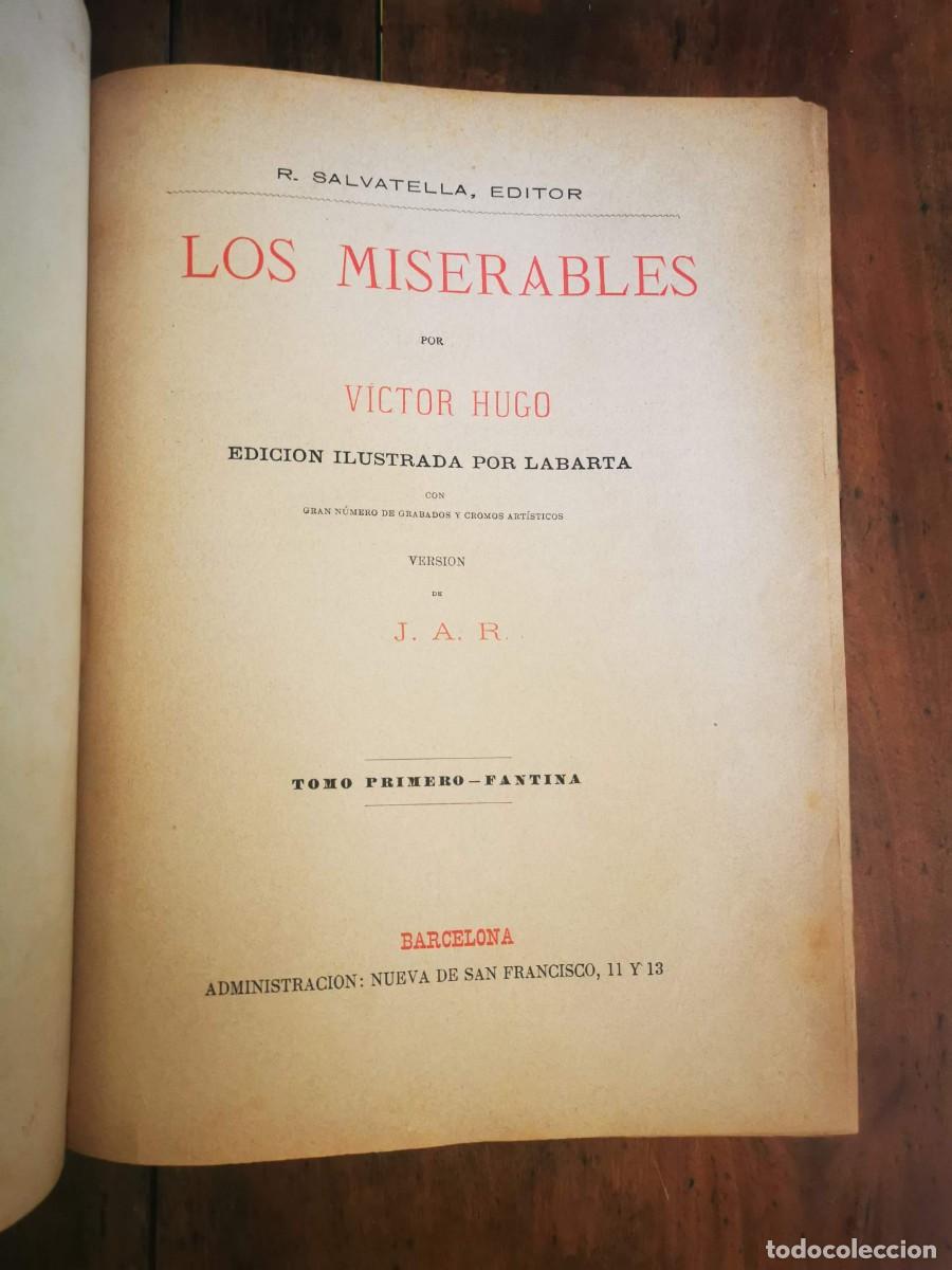 Libros antiguos: HUGO, Victor. Los miserables: [Tomo 1-2-3] - Foto 4