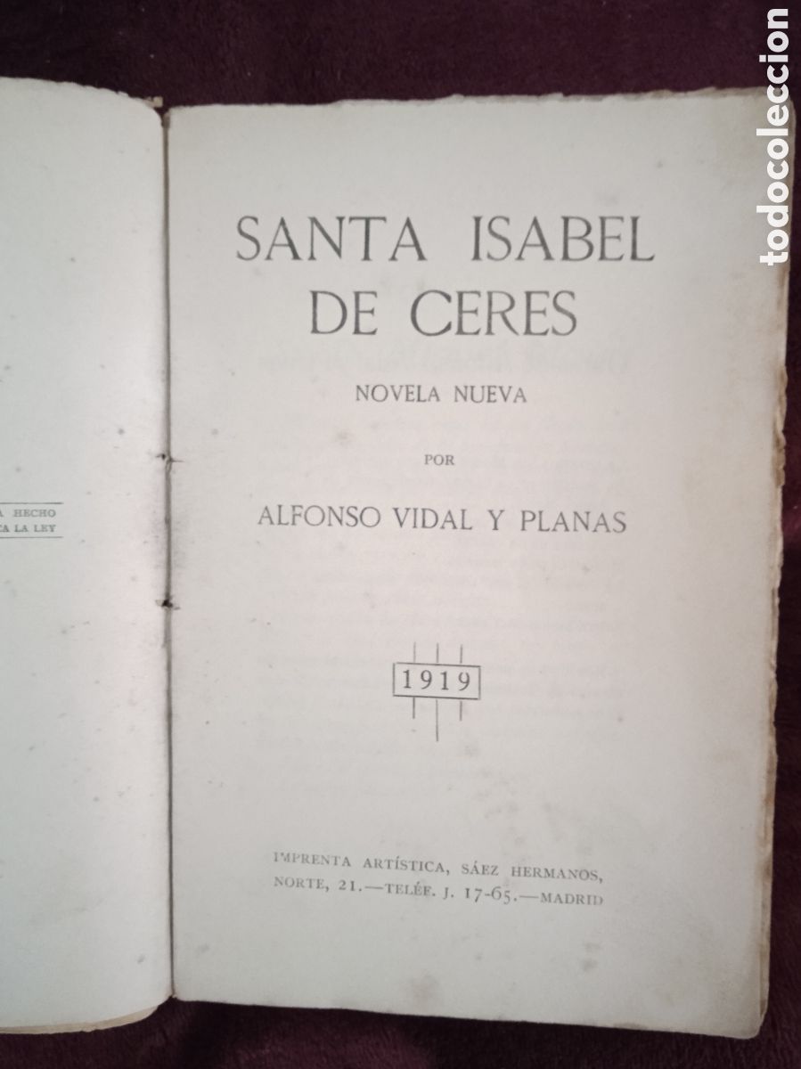 Libros antiguos: SANTA ISABEL DE CERES. / ALFONSO VIDAL Y PLANAS - Foto 2
