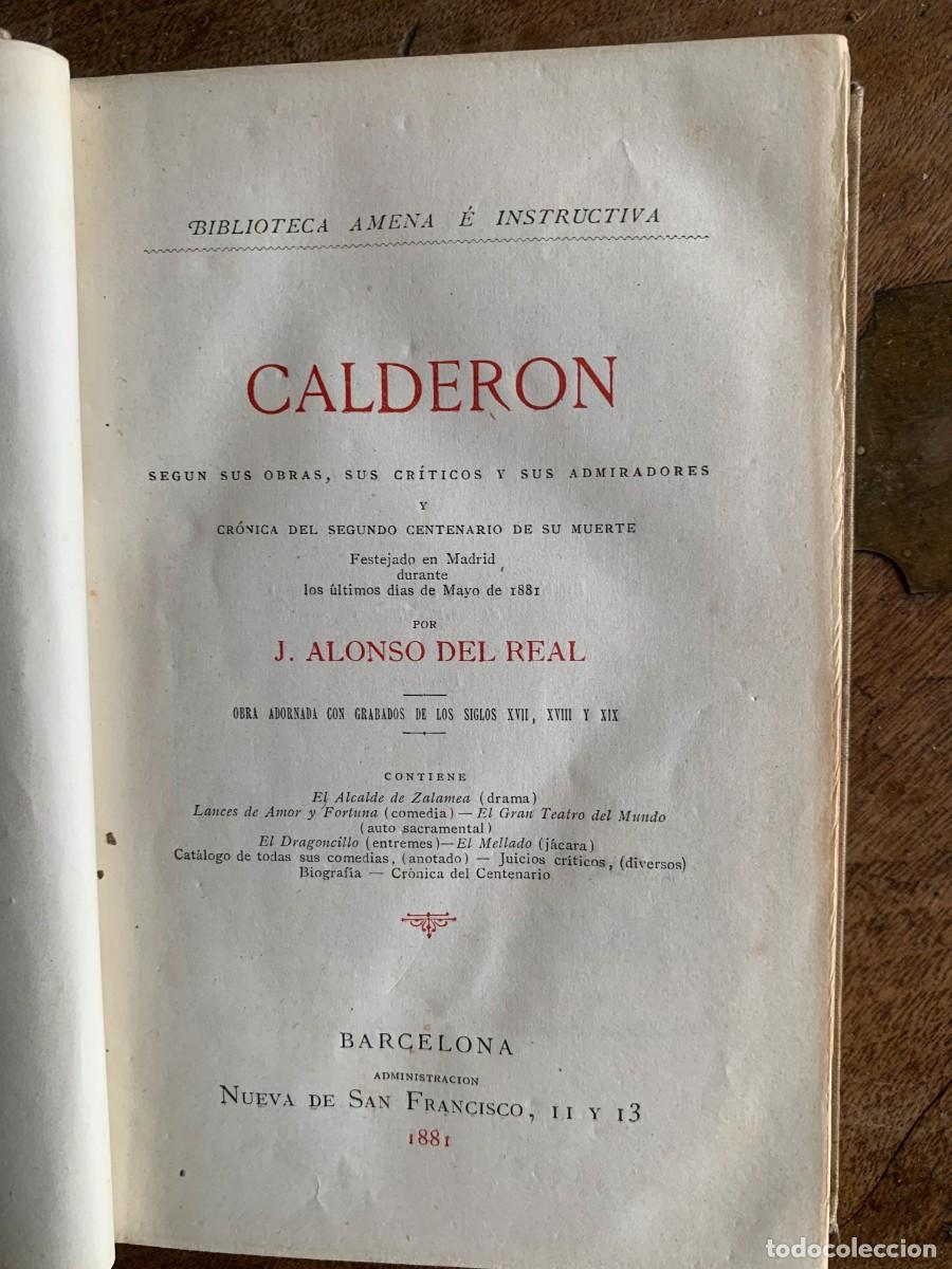 Libros antiguos: J. Alonso del Real (1881): Calder&oacute;n (Biblioteca Amena e Instructiva) - Foto 2