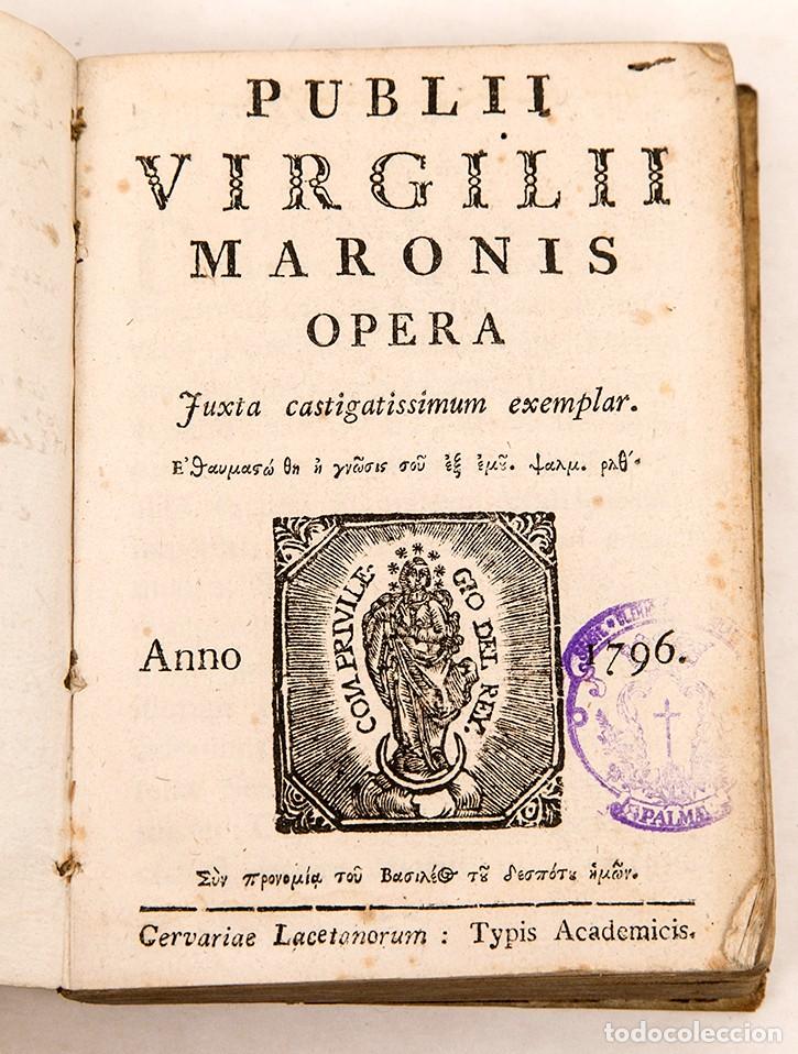 Libros antiguos: Publio Virgilio - Publii Virgilii Maronis Opera - 1796 - Foto 1