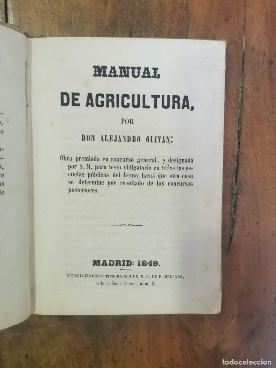 Libros antiguos: OLIV&Aacute;N, Alejandro. Manual de agricultura - Foto 2