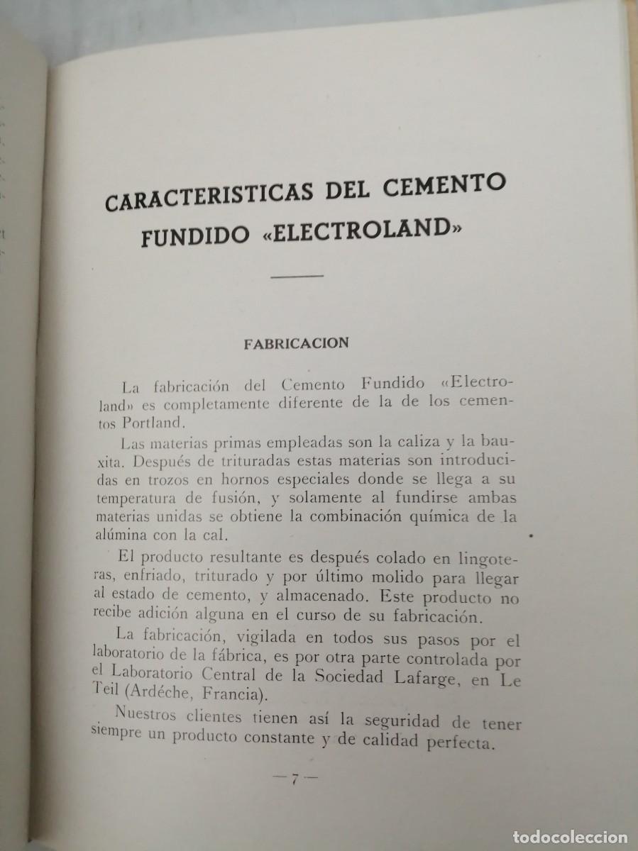 Libros antiguos: Caracter&iacute;sticas del Cemento Fundido Electroland - Foto 5