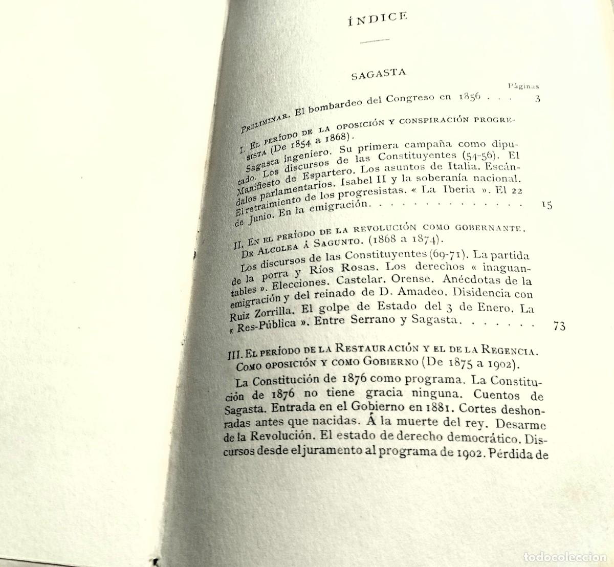 Libros antiguos: Luis Morote, Sagasta, Melilla, Cuba, Par&iacute;s, 1908, - Foto 4