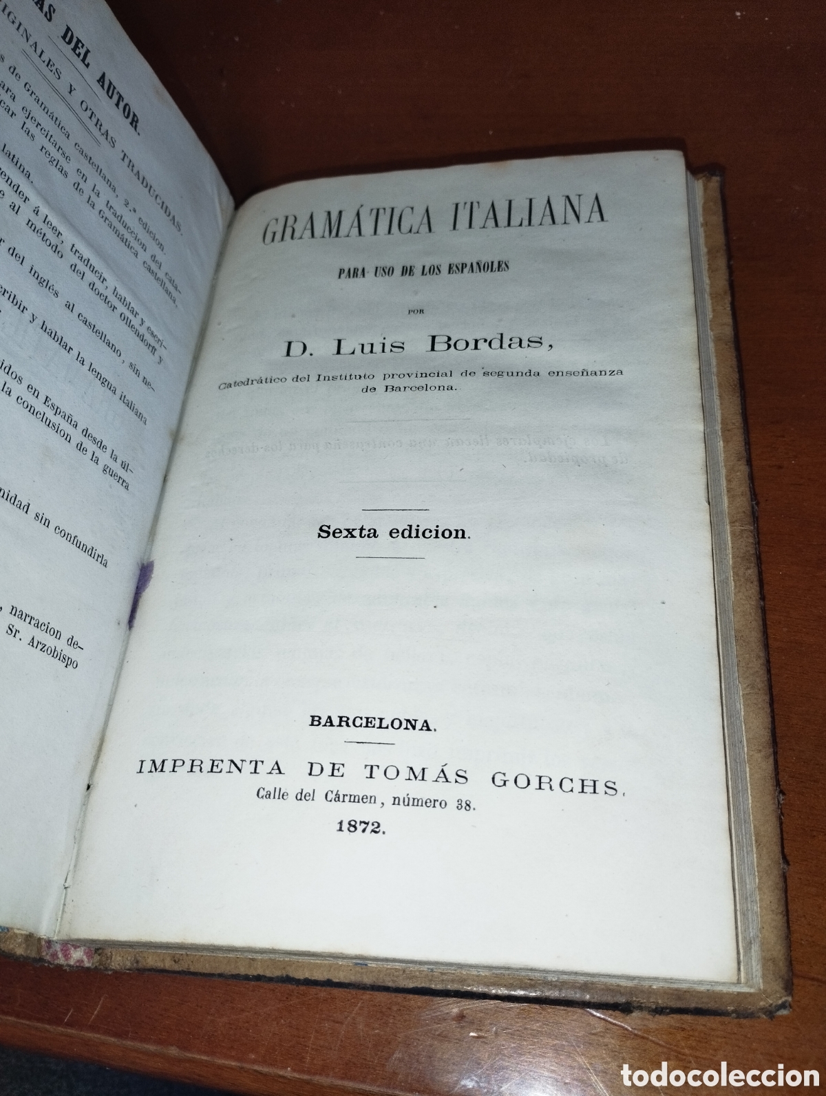 Libros antiguos: GRAM&Aacute;TICA ITALIANA SIMPLIFICADA, MADRID 1872 - Foto 2