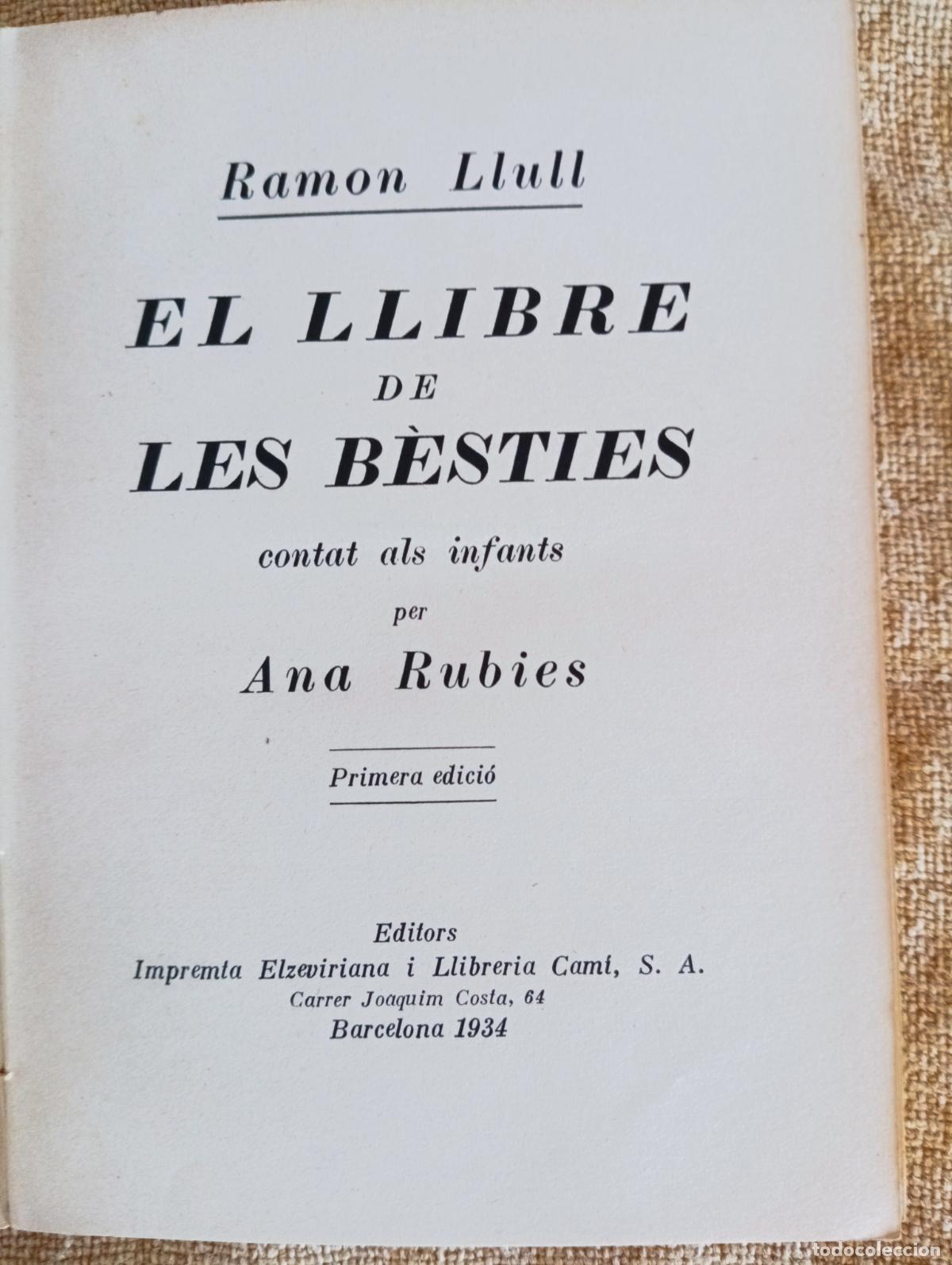 Libros antiguos: El llibre de les b&egrave;sties. Ramon Llull - Foto 2