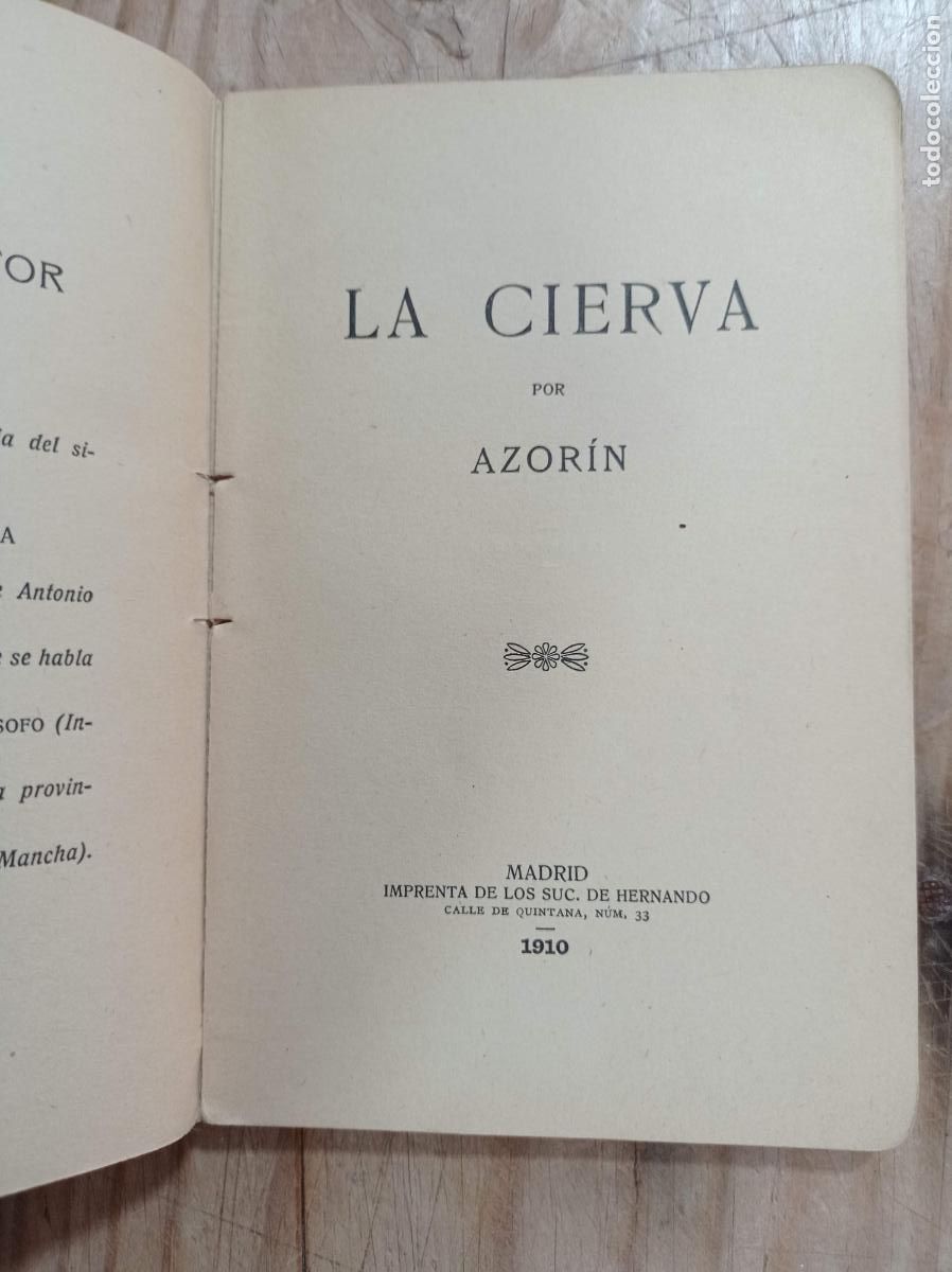 Libros antiguos: 1910 - AZOR&Iacute;N. La Cierva - PRIMERA EDICI&Oacute;N - Foto 2
