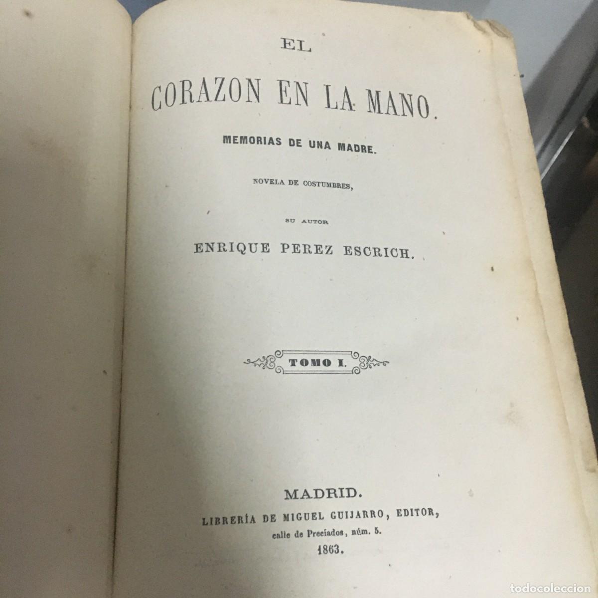 Libros antiguos: Antiguo libro de 1863 con el corazon en la mano - Foto 1