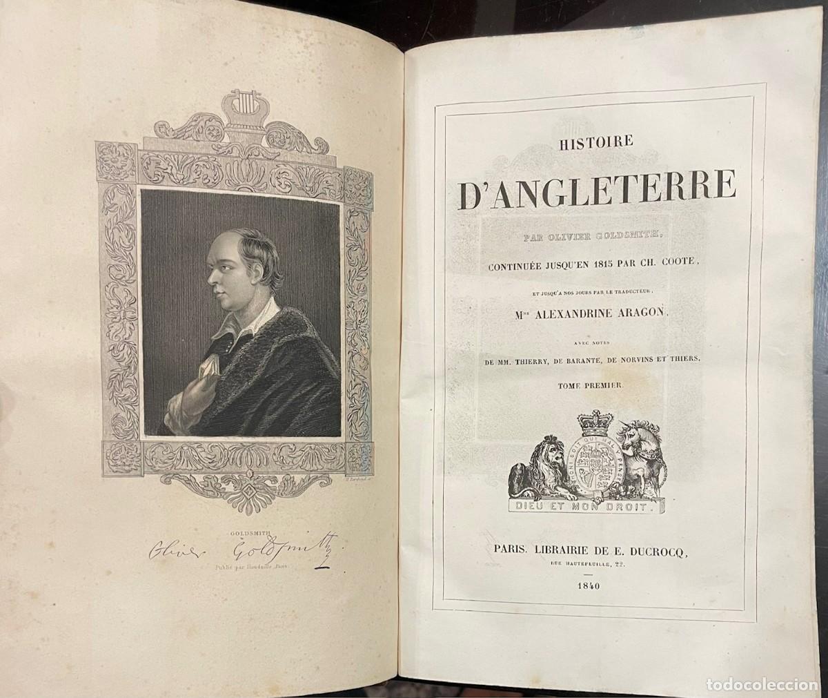 Libros antiguos: Olivier Goldsmith . Histoire D Angleterre - Foto 3