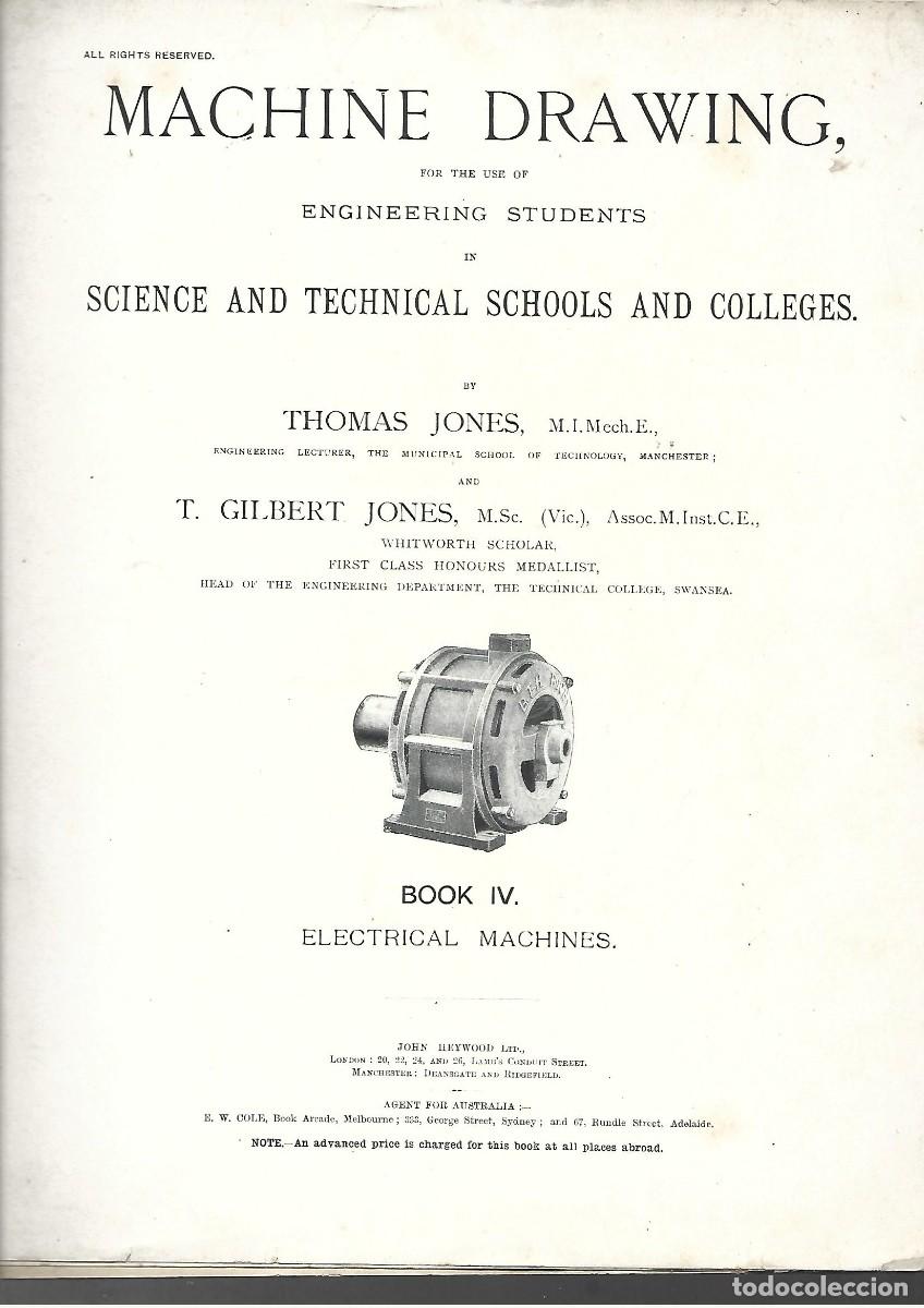 Libros antiguos: MACHINE DRAWING .. engineering students.. BOOK IV electrical machines, , 1904,London - Foto 1