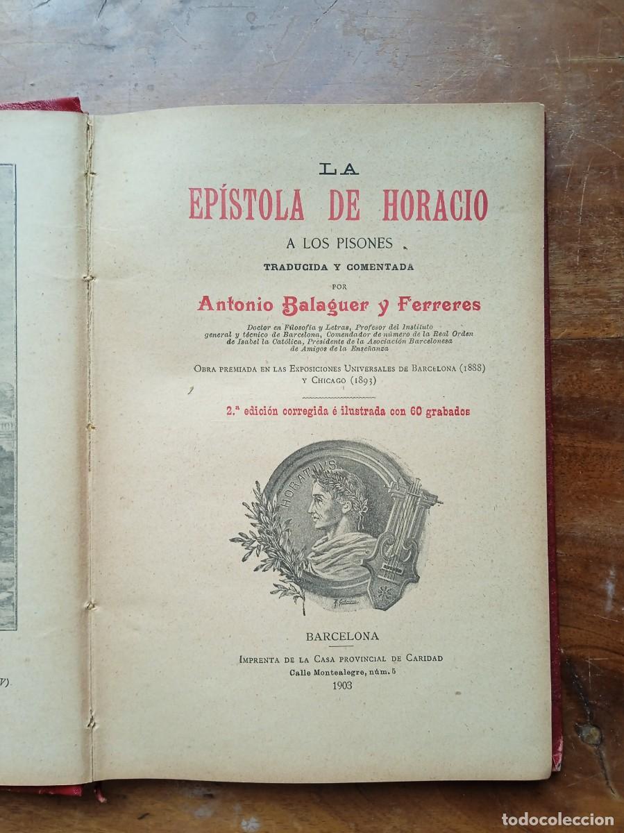 Libros antiguos: Ep&iacute;stola de Horacio a los Pisones 1903 - Foto 4