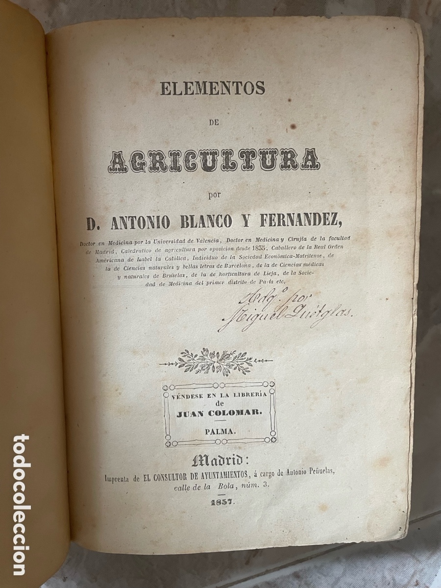 Libros antiguos: ELEMENTOS DE AGRICULTURA - 1857 - Foto 7