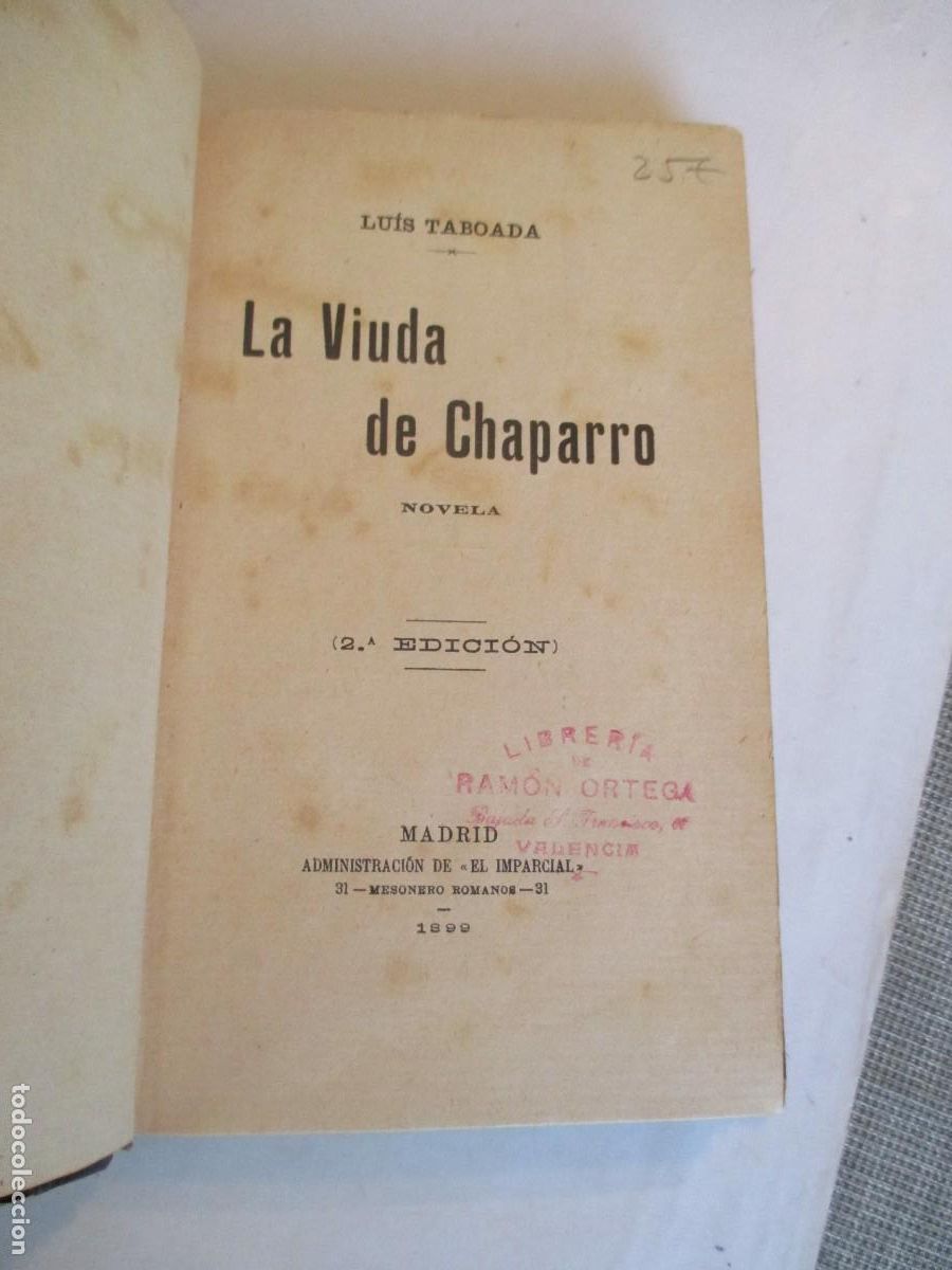 Libros antiguos: LUIS TABOADA La viuda de Chaparro W30304 - Foto 3
