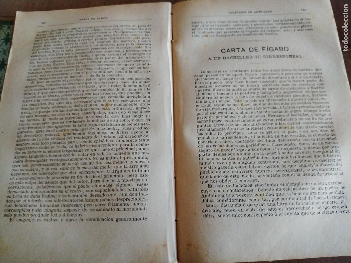 Libros antiguos: F&iacute;garo - Mariano Jos&eacute; de Larra -a&ntilde;o 1884 - Foto 9