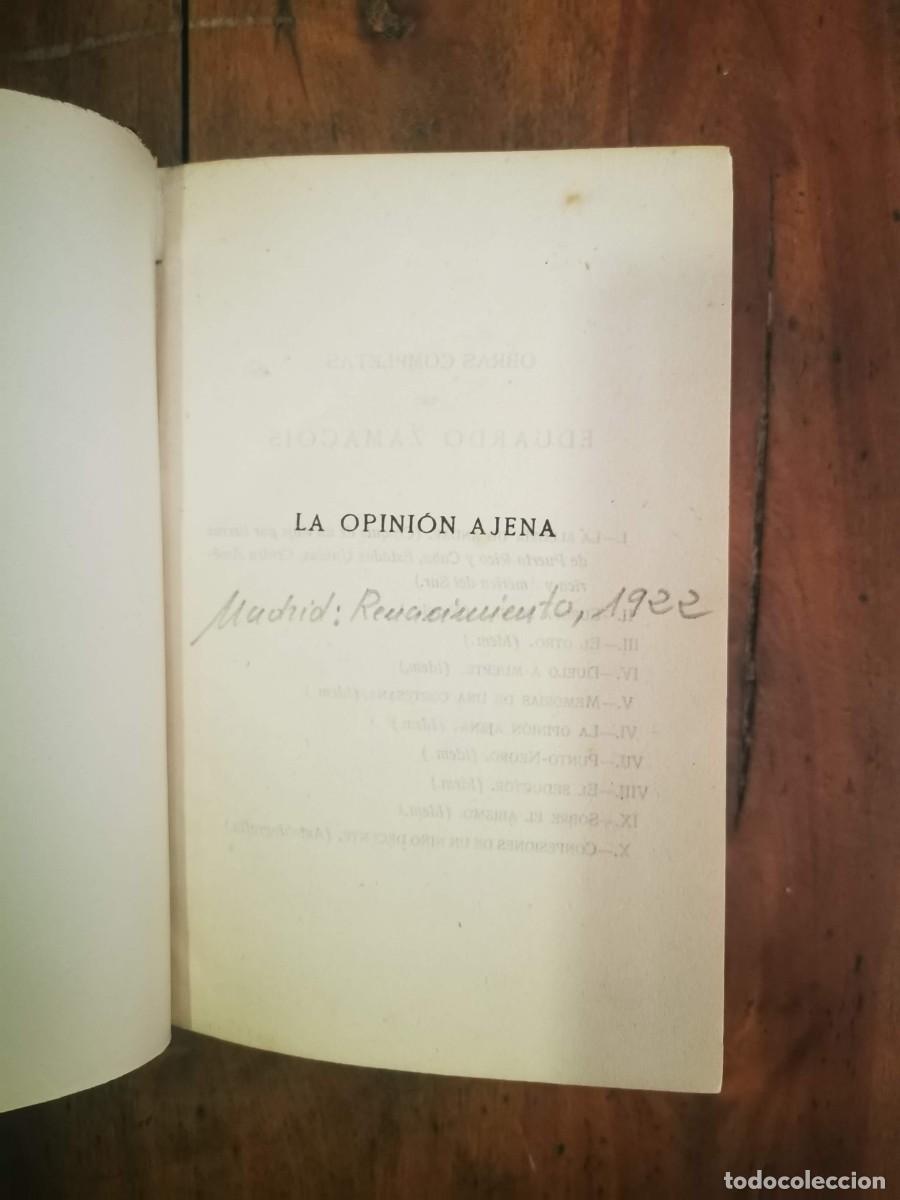 Libros antiguos: ZAMACOIS, Eduardo. La opini&oacute;n ajena - Foto 3