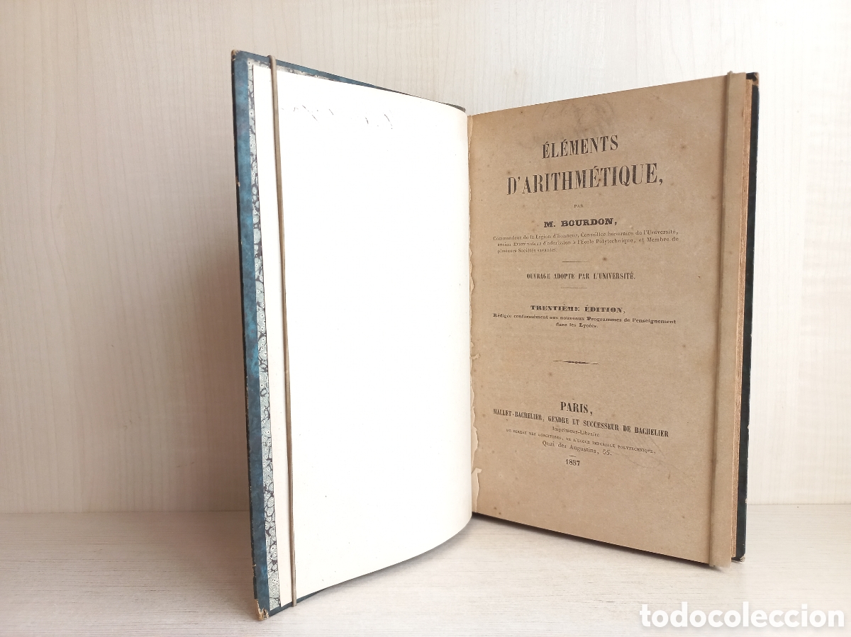 Libros antiguos: Elements darithmetique. Bourdon. Mallet-Bachellier, 1857. - Foto 5