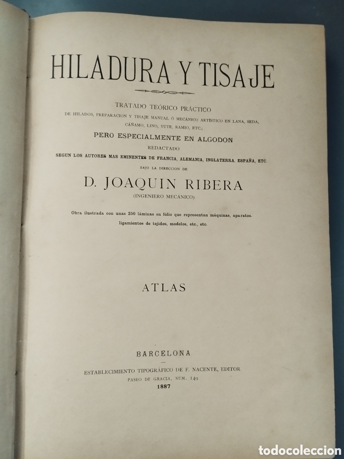 Libros antiguos: Atlas de Hiladura y Tisaje - Foto 2