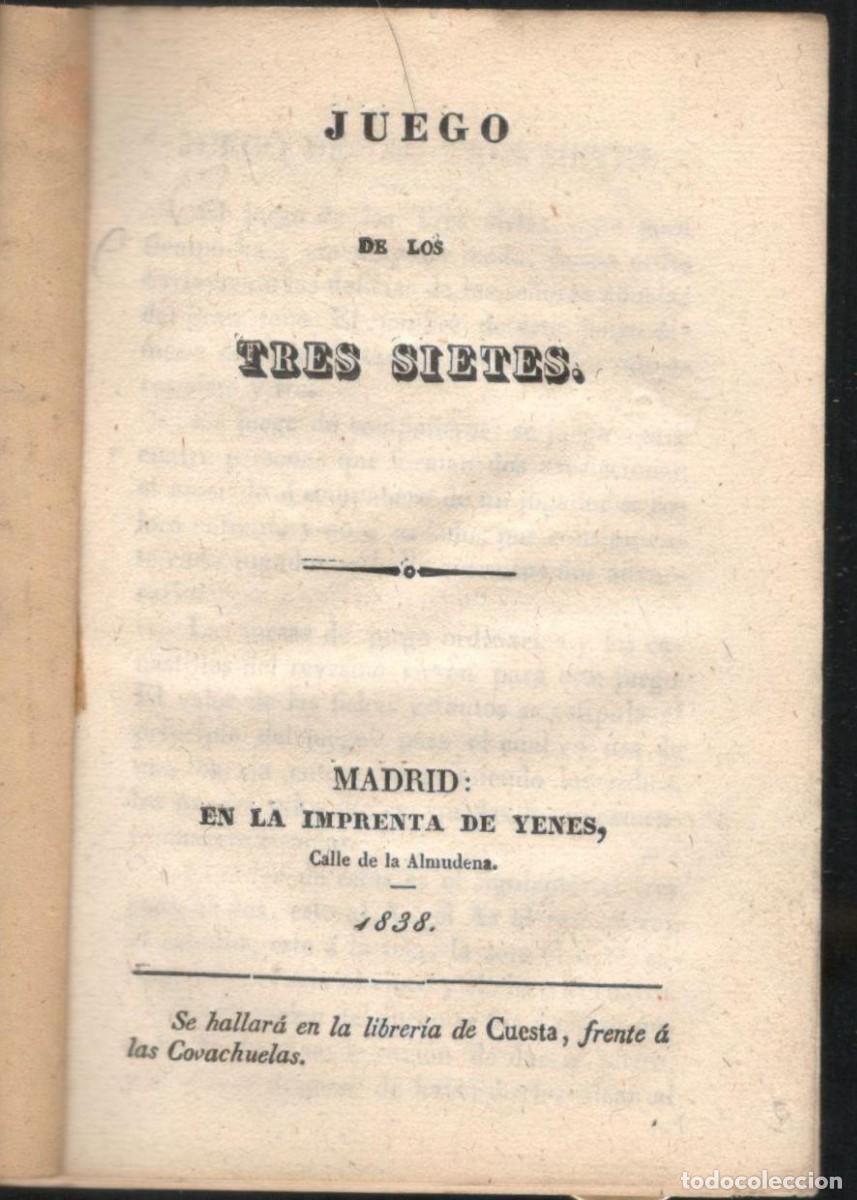 Libros antiguos: JUEGO DE LOS TRES SIETES. 1838 - Foto 1