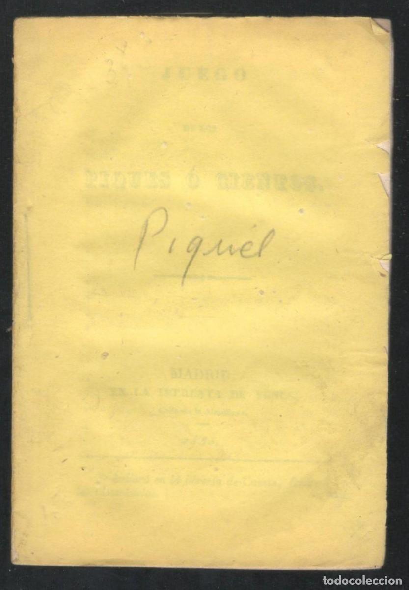 Libros antiguos: JUEGO DE LOS PIQUES O CIENTOS. 1838 - Foto 2