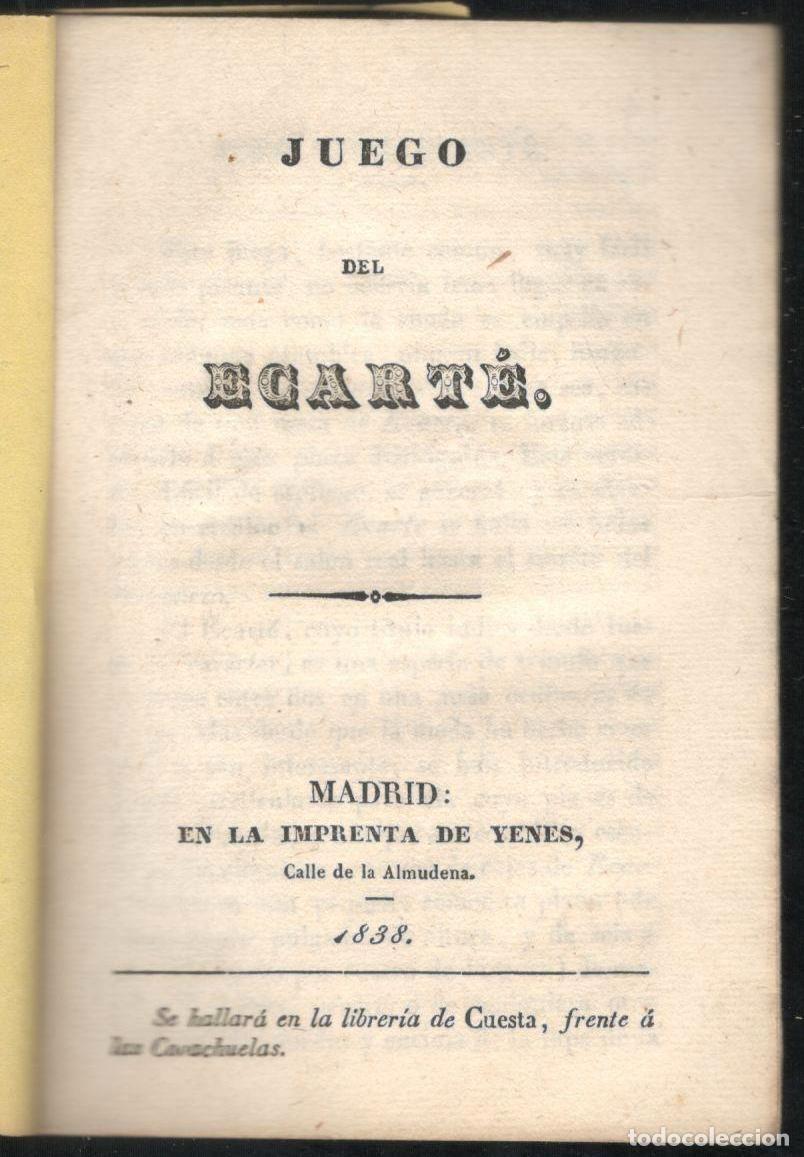 Libros antiguos: JUEGO DEL ECART&Eacute;. 1838 - Foto 1