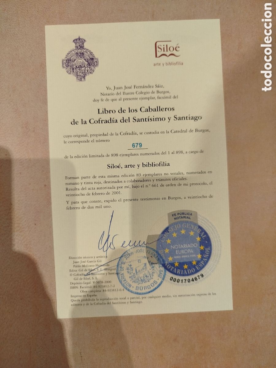 Libros antiguos: Libro de la Real Cofrad&iacute;a de los Caballeros del Sant&iacute;simo y de Santiago. Facs&iacute;mil de Silo&eacute; - Foto 13