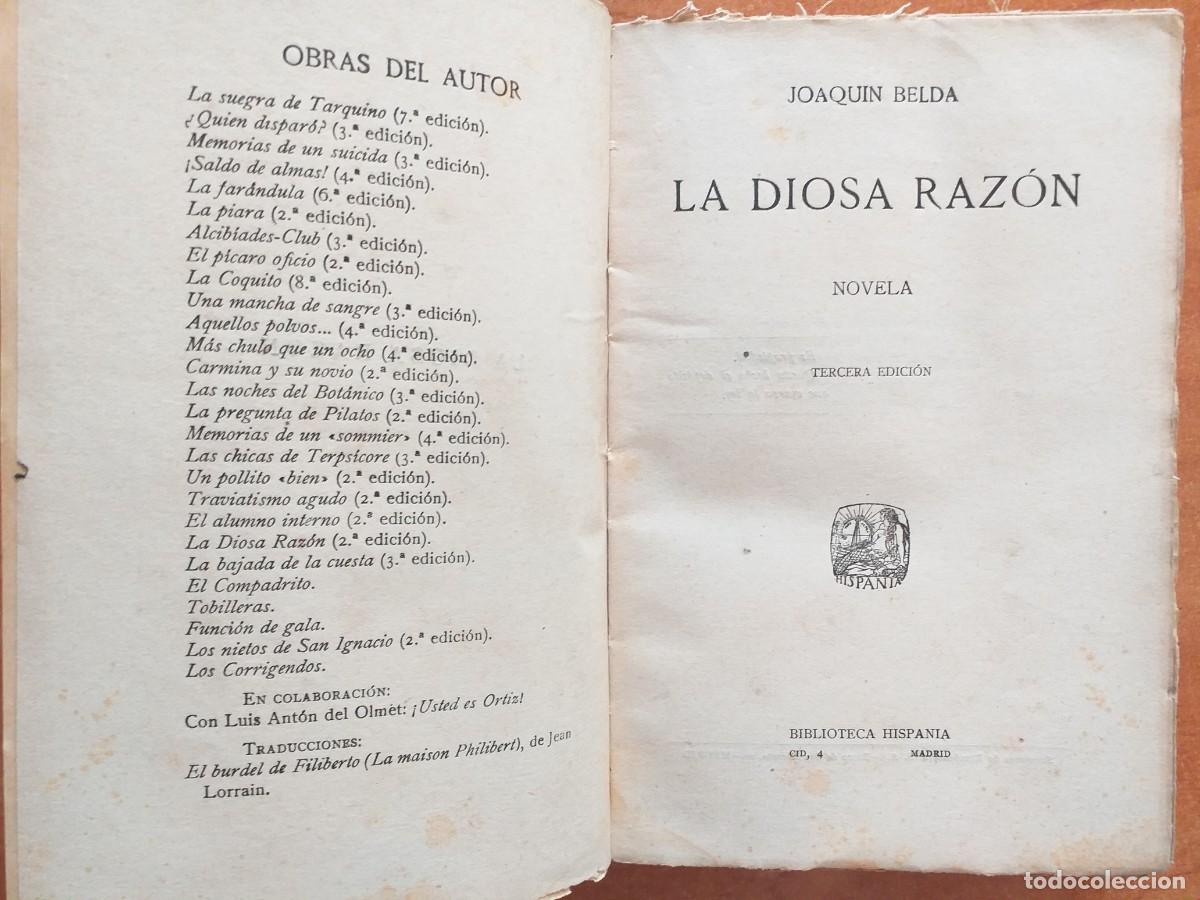 Libros antiguos: LA DIOSA RAZ&Oacute;N - JOAQUIN BELDA - Foto 2
