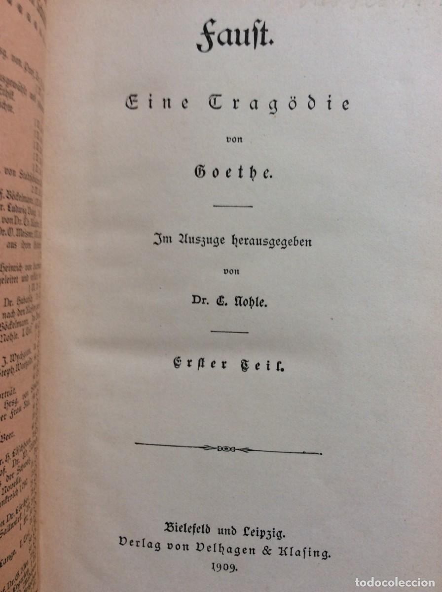 Libros antiguos: Faust - eine Trag&ouml;die von Goethe, 1909 - Foto 2