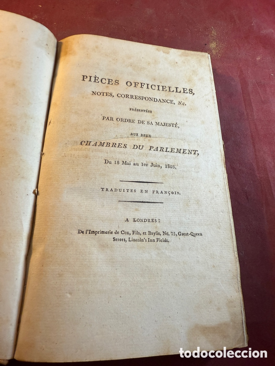 Libros antiguos: PIECES OFFICIELLES 1803 - Foto 1