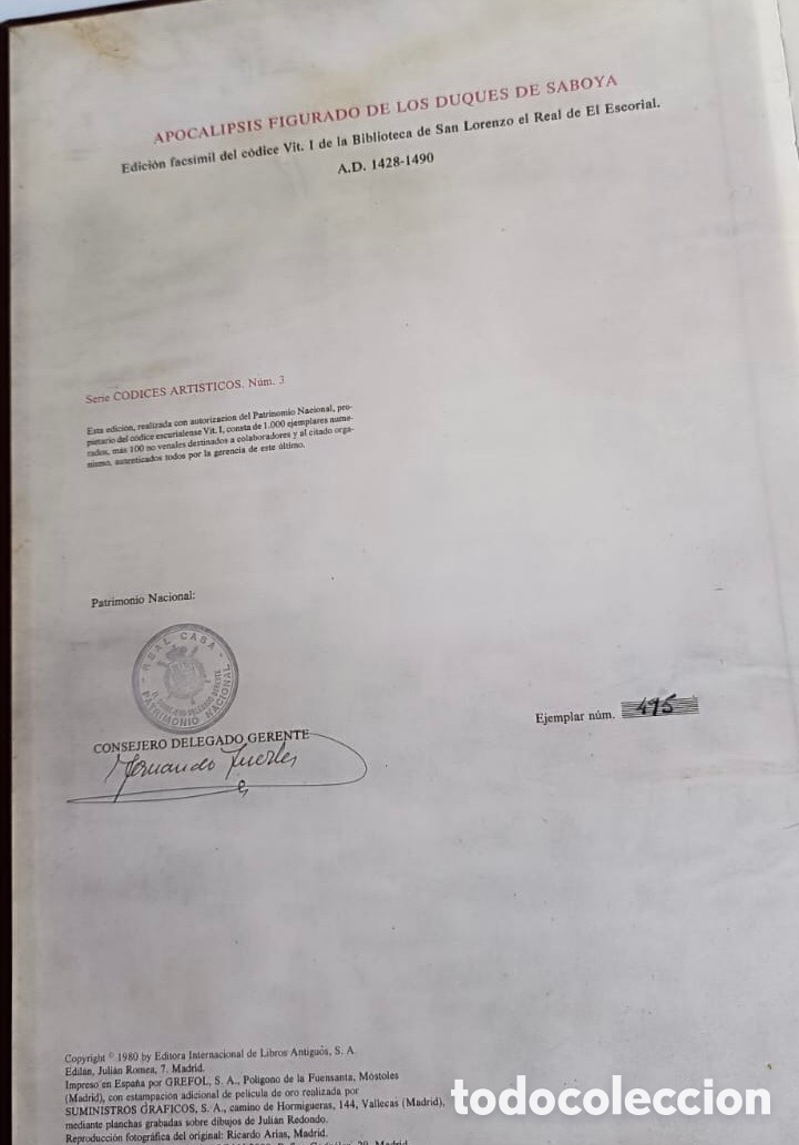 Libros antiguos: Apocalipsis figurado de los Duques de Saboya - Foto 2