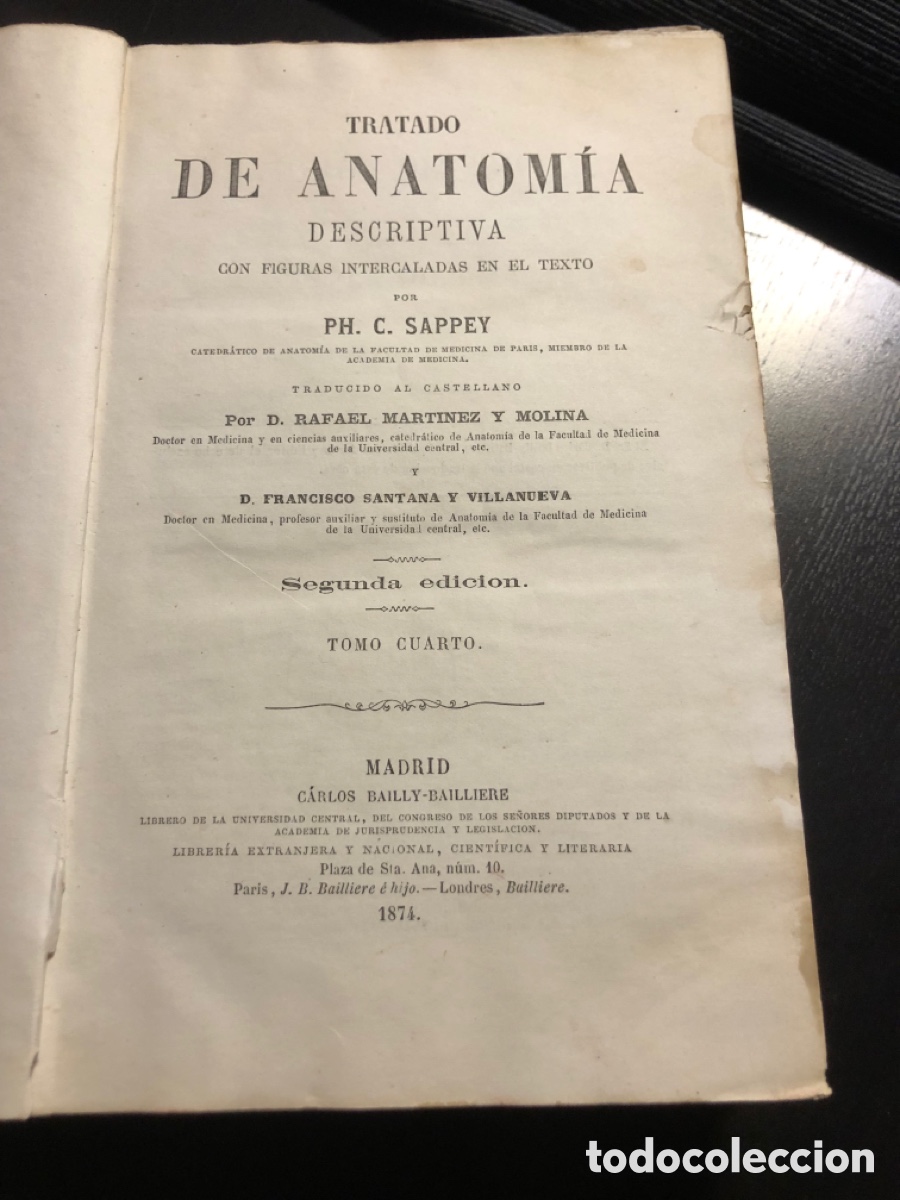 Libros antiguos: Tratado de anatomia descriptiva Sappey Tomo cuarto 1874 - Foto 4
