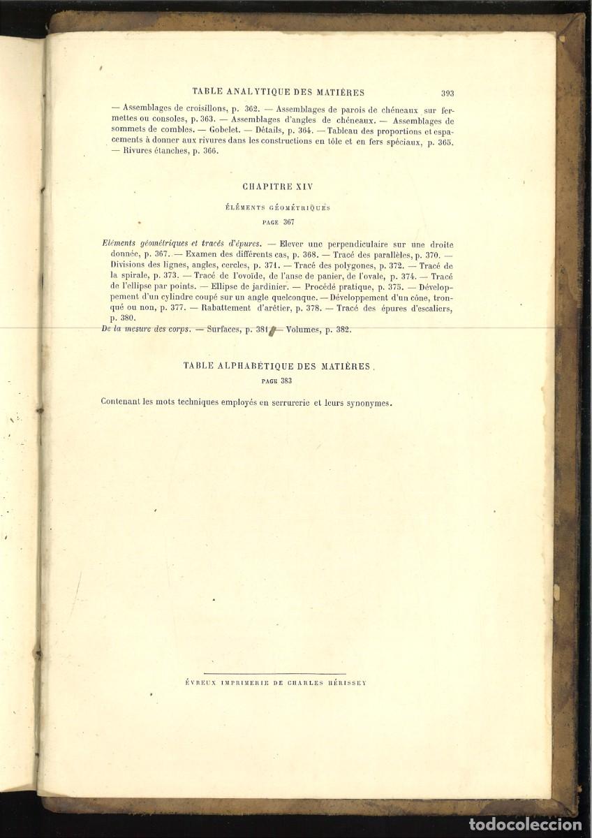 Libros antiguos: TRAITE PRATIQUE DE SERRURERIE. CONSTRUCTIONS EN FER SERRURERIE DART. E. Barberot - Foto 10