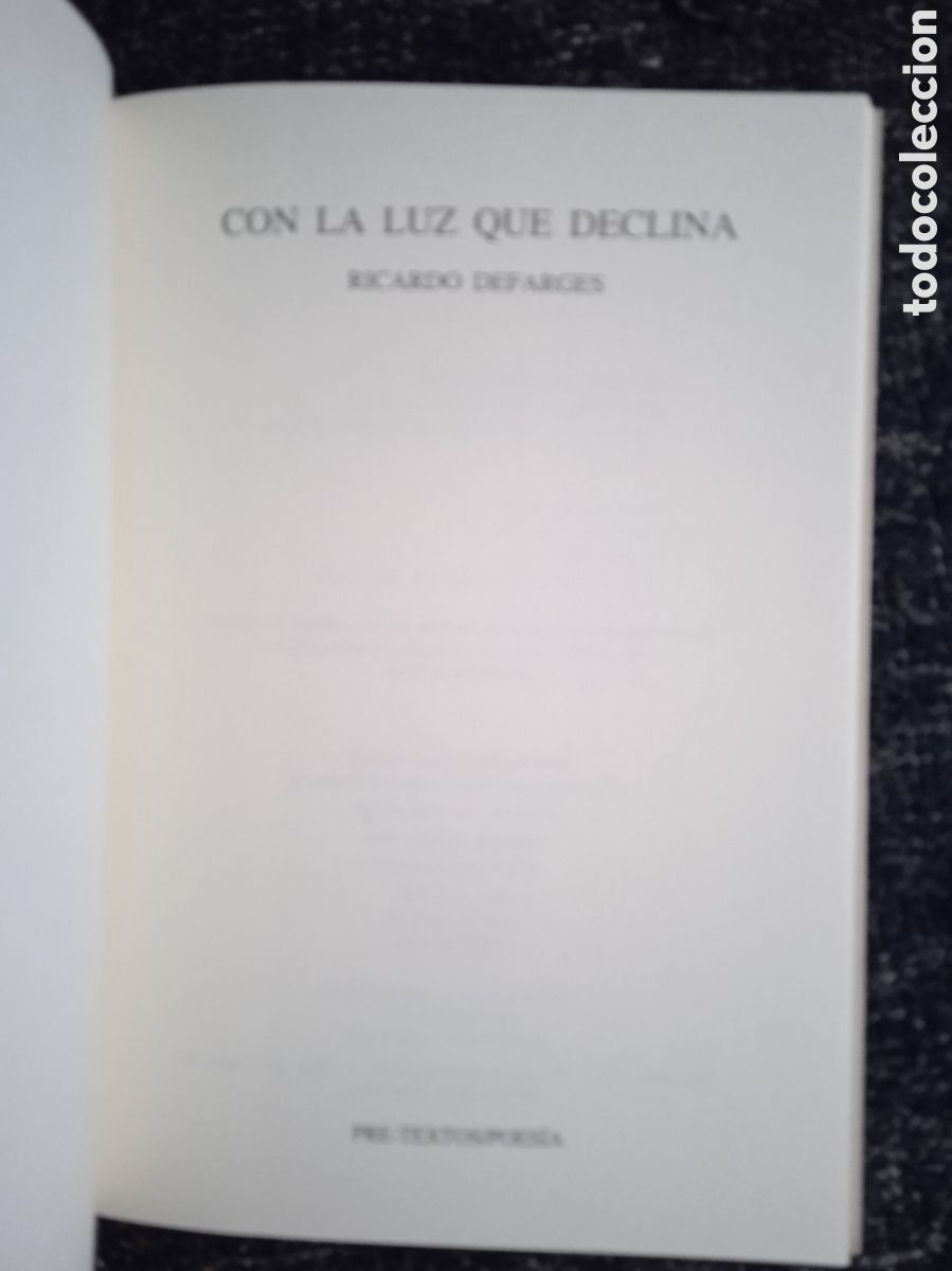 Libros antiguos: CON LA LUZ QUE DECLINA / RICARDO DEFARGES - Foto 2