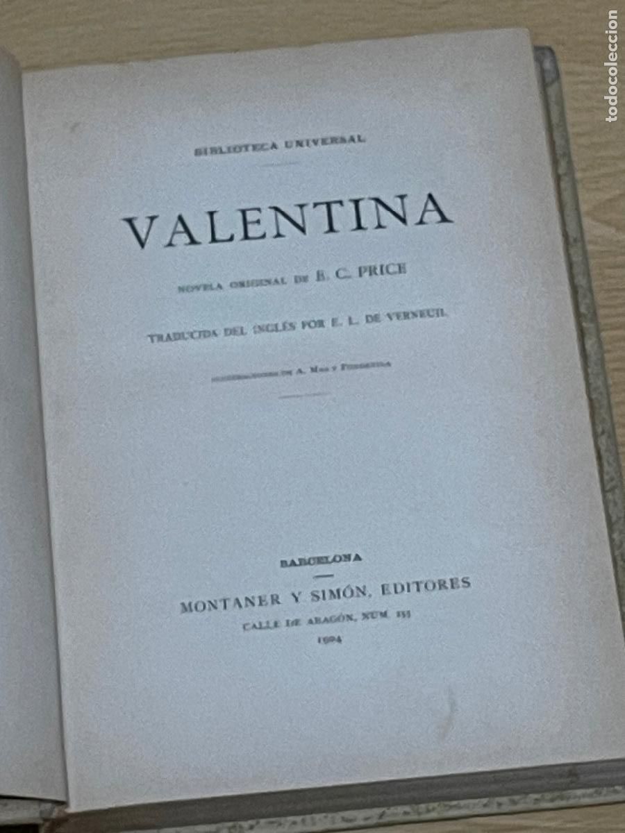 Libros antiguos: VALENTINA - E.C. PRICE - Ed.Montaner y Simon 1904 - Foto 2