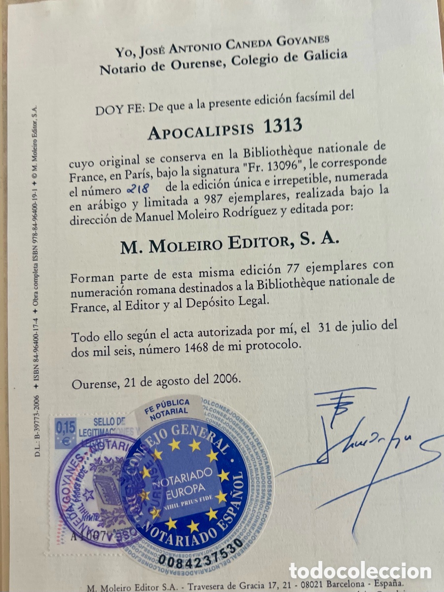Libros antiguos: Apocalipsis .1313. Facs&iacute;mil Moleiro. - Foto 6