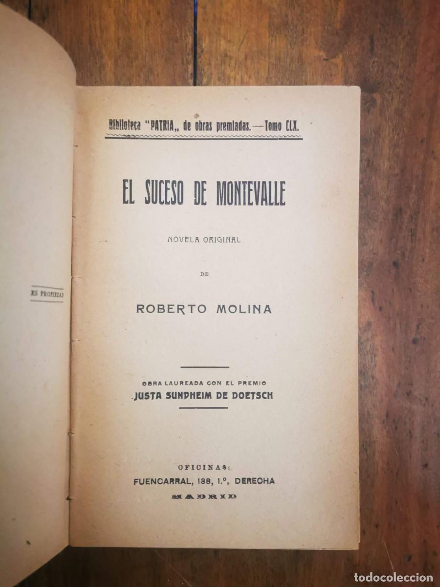 Libros antiguos: MOLINA, Roberto. El suceso de Montevalle: novela original - Foto 2
