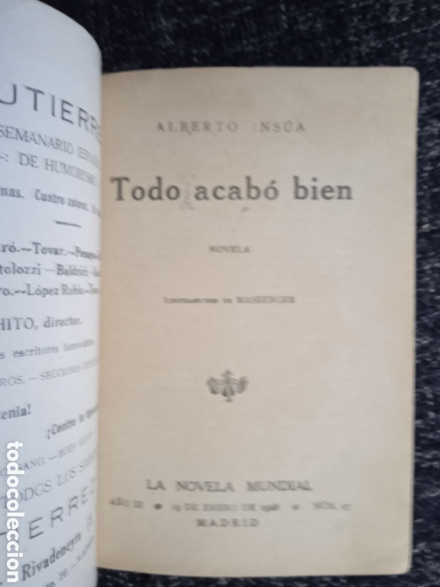 Libros antiguos: TODO ACABO BIEN / ALBERTO INSUA - Foto 2