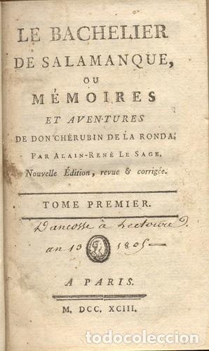 Libros antiguos: LE SAGE - BACHELIER de SALAMANQUE &ndash; A&ntilde;o 1793 - Foto 3