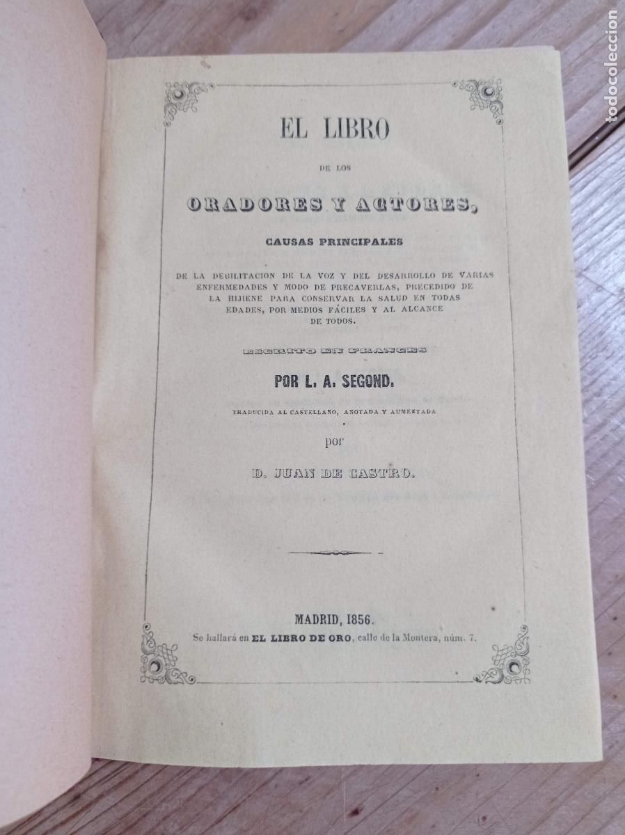 Libros antiguos: 1856 - L. A. SEGOND. El libro de los oradores y actores - Foto 2