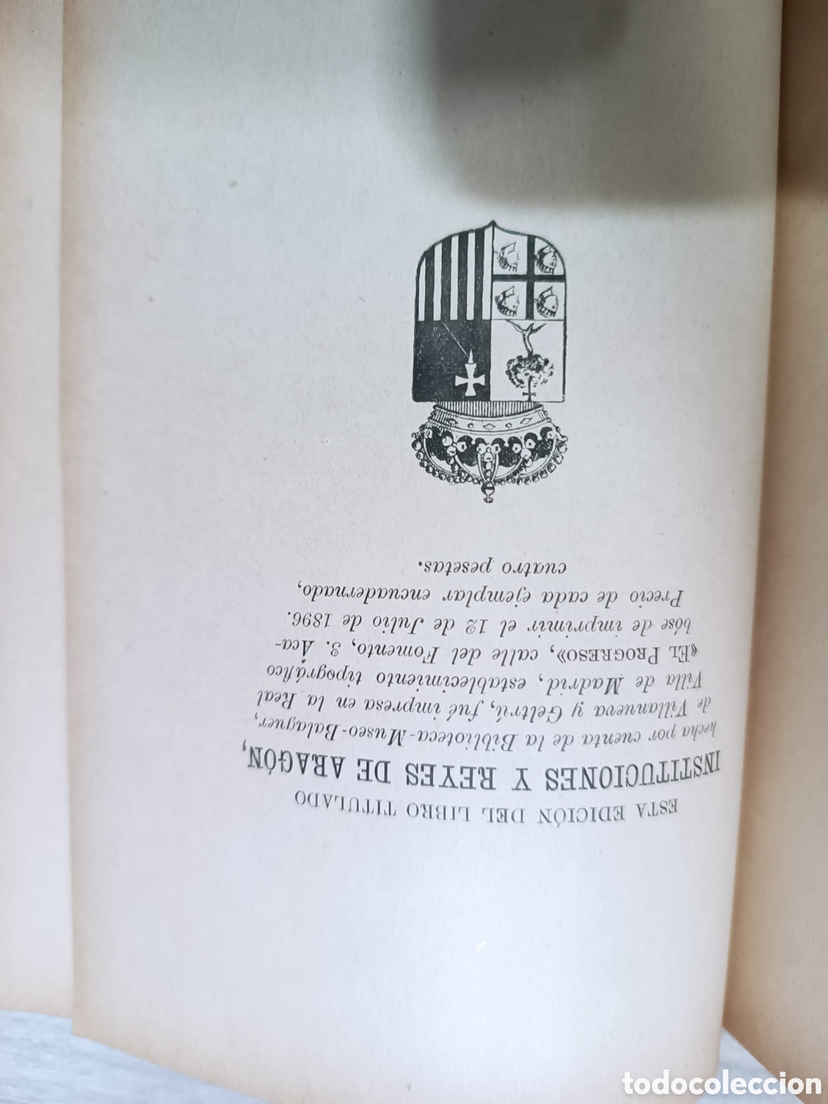 Libros antiguos: Instituciones y Reyes de Aragon - Foto 4