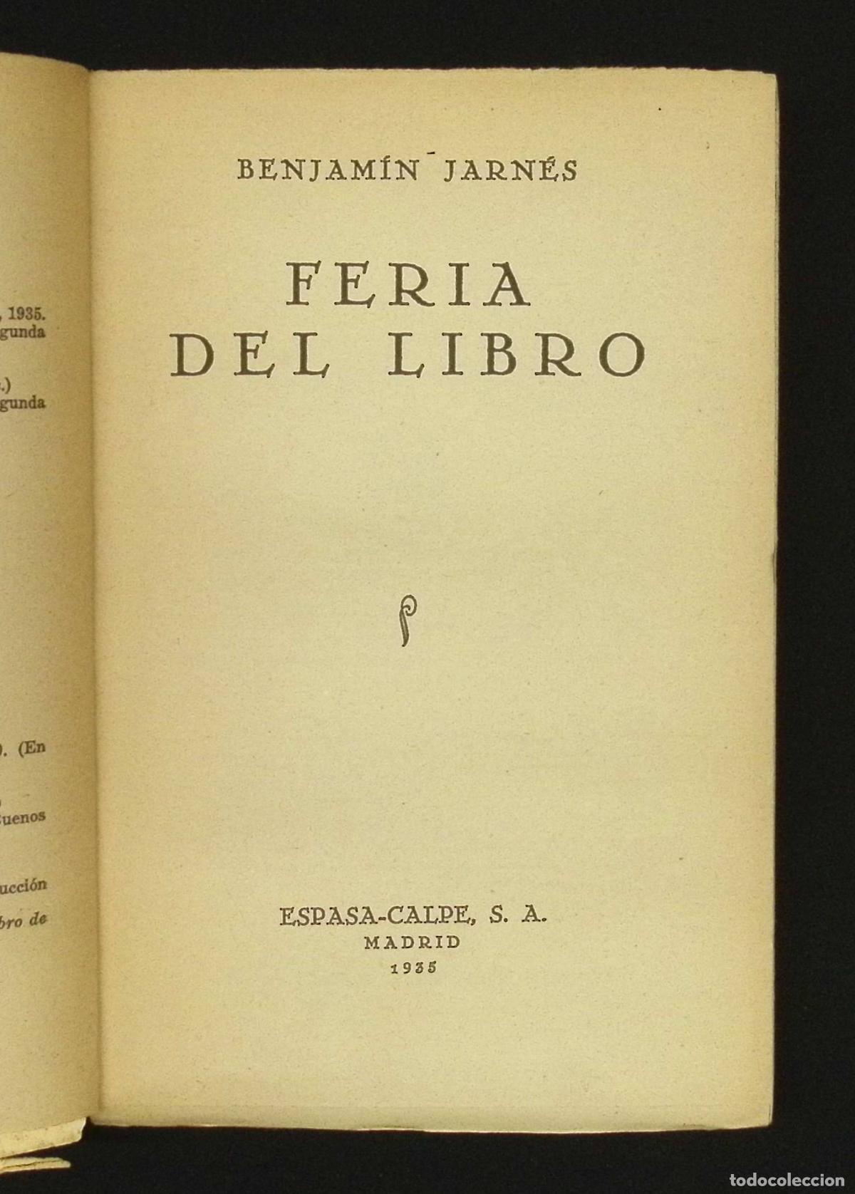 Libros antiguos: FERIA DEL LIBRO. - JARN&Eacute;S, Benjam&iacute;n. - Foto 2