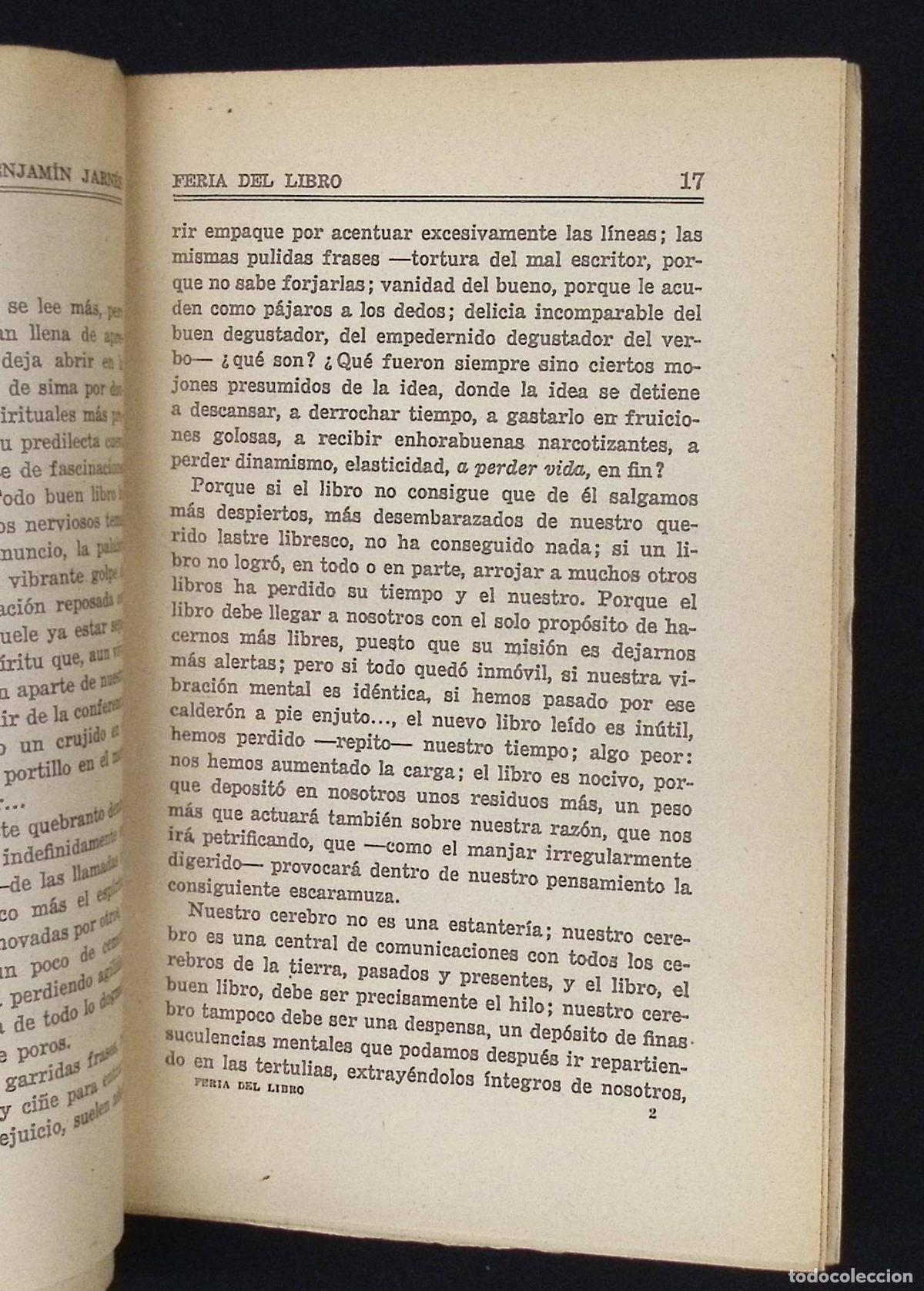 Libros antiguos: FERIA DEL LIBRO. - JARN&Eacute;S, Benjam&iacute;n. - Foto 3