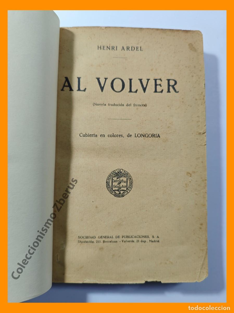 Libros antiguos: Al volver - Henri Ardel - Foto 3