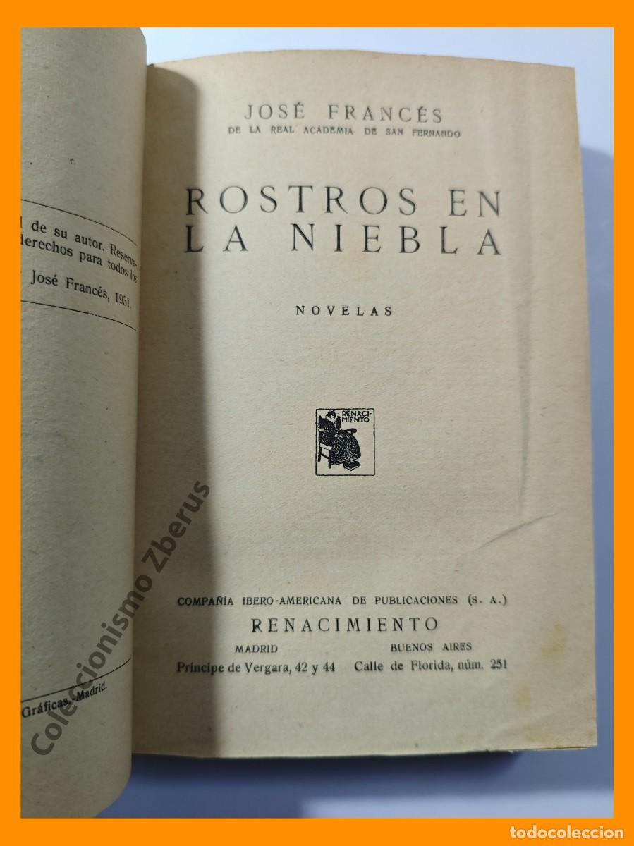 Libros antiguos: Rostros en la niebla. novelas - Jose Frances - Foto 3