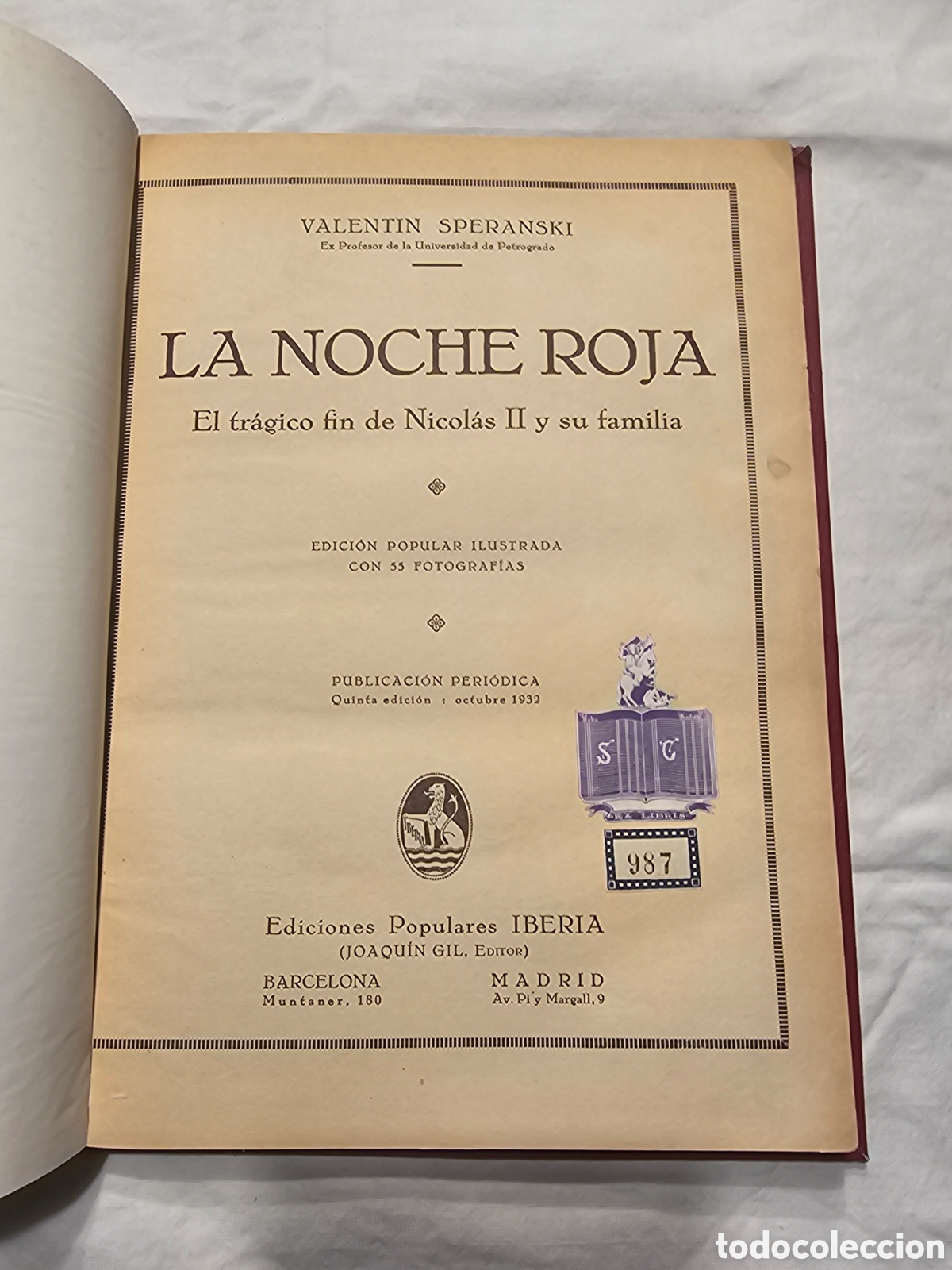 Libros antiguos: LA NOCHE ROJA POR VALENT&Iacute;N SPERANSKI - Foto 3