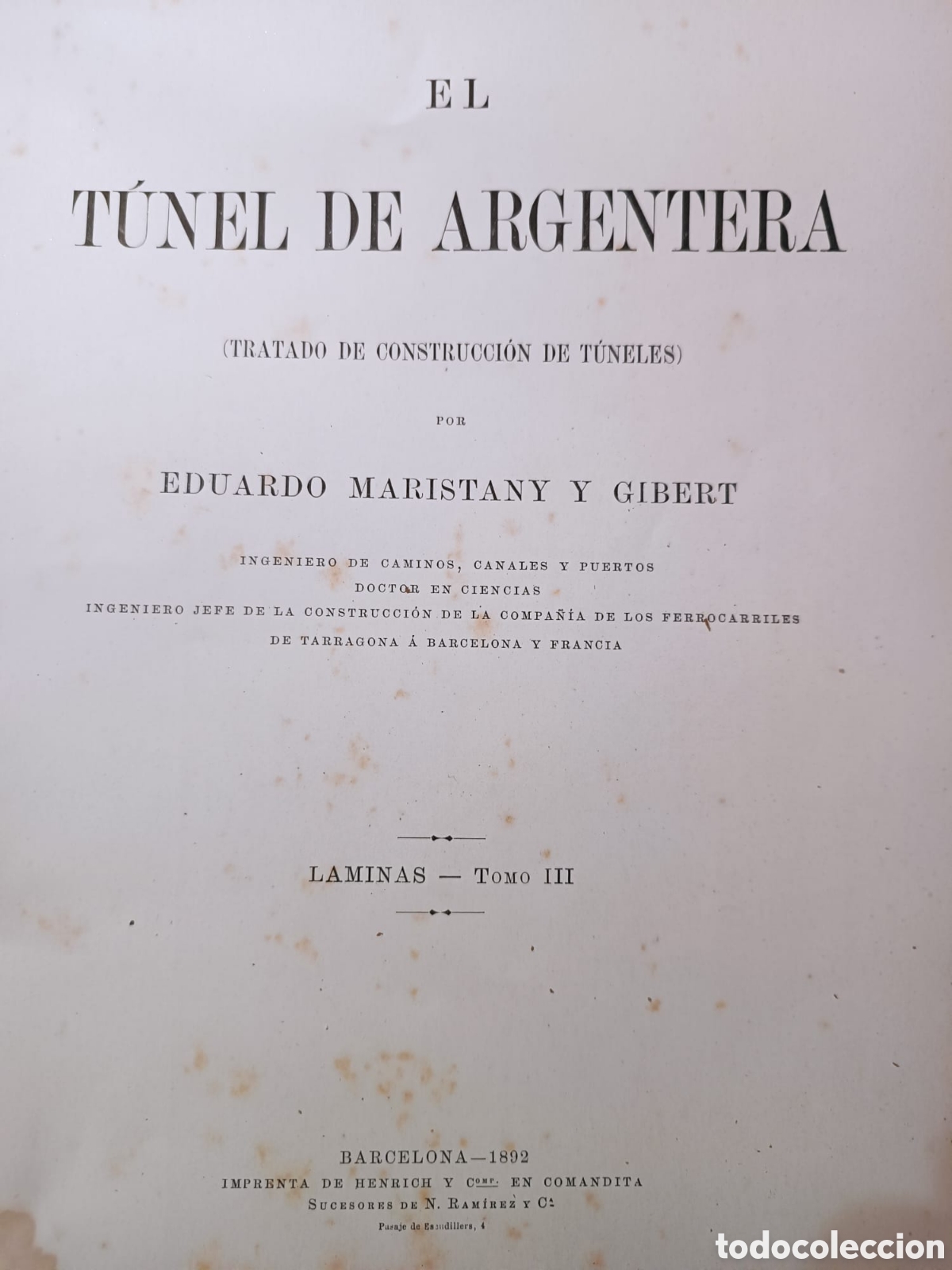 Libros antiguos: T&uacute;nel de Argentera 1892 - Foto 1