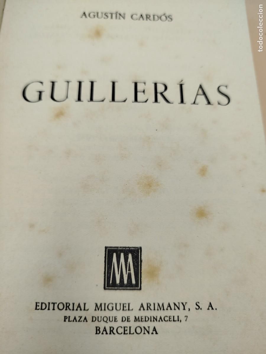 Libros antiguos: GUILLERIES AGUSTIN CARDOS 1952 CON EL MAPA - Foto 1