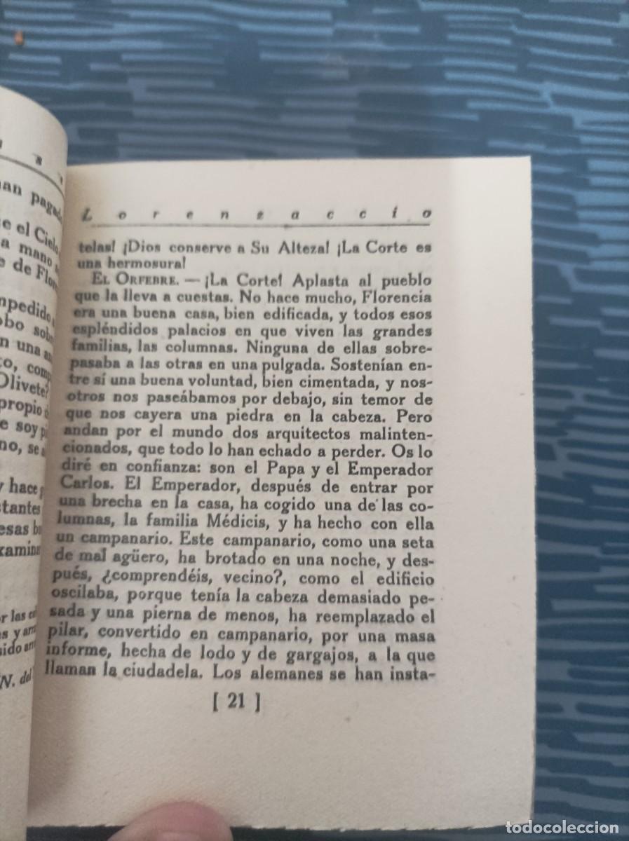 Libros antiguos: LORENZACCIO,A.DE MUSSET,1921,241 PAGINAS. - Foto 2
