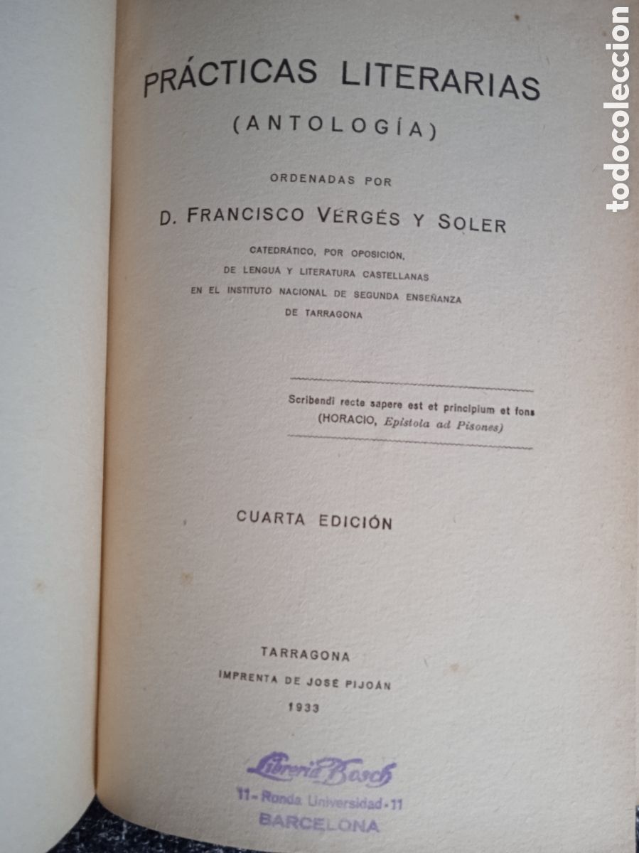 Libros antiguos: Pr&aacute;cticas literarias. / Verg&eacute;s y Soler. 1933. - Foto 2