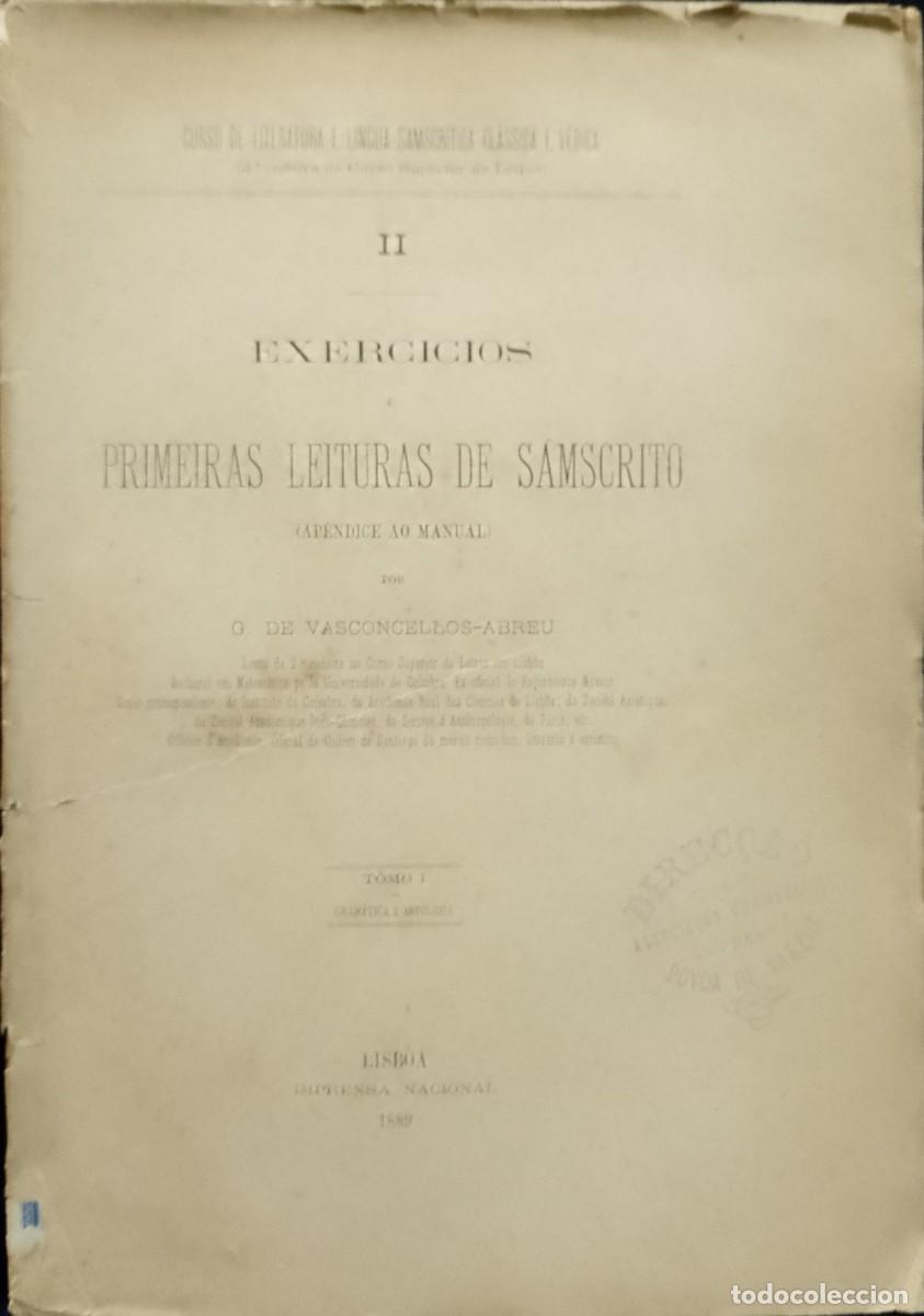 Libros antiguos: Exerc&iacute;cios e primeiras Leituras de S&acirc;nscrito 1889 - Foto 1